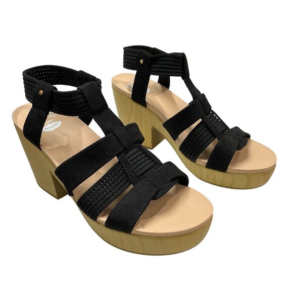 Dr‎ Scholls Sandals Womens 9 Blossom Heeled Black Strappy Block Heeled Slingback - Picture 1 of 10